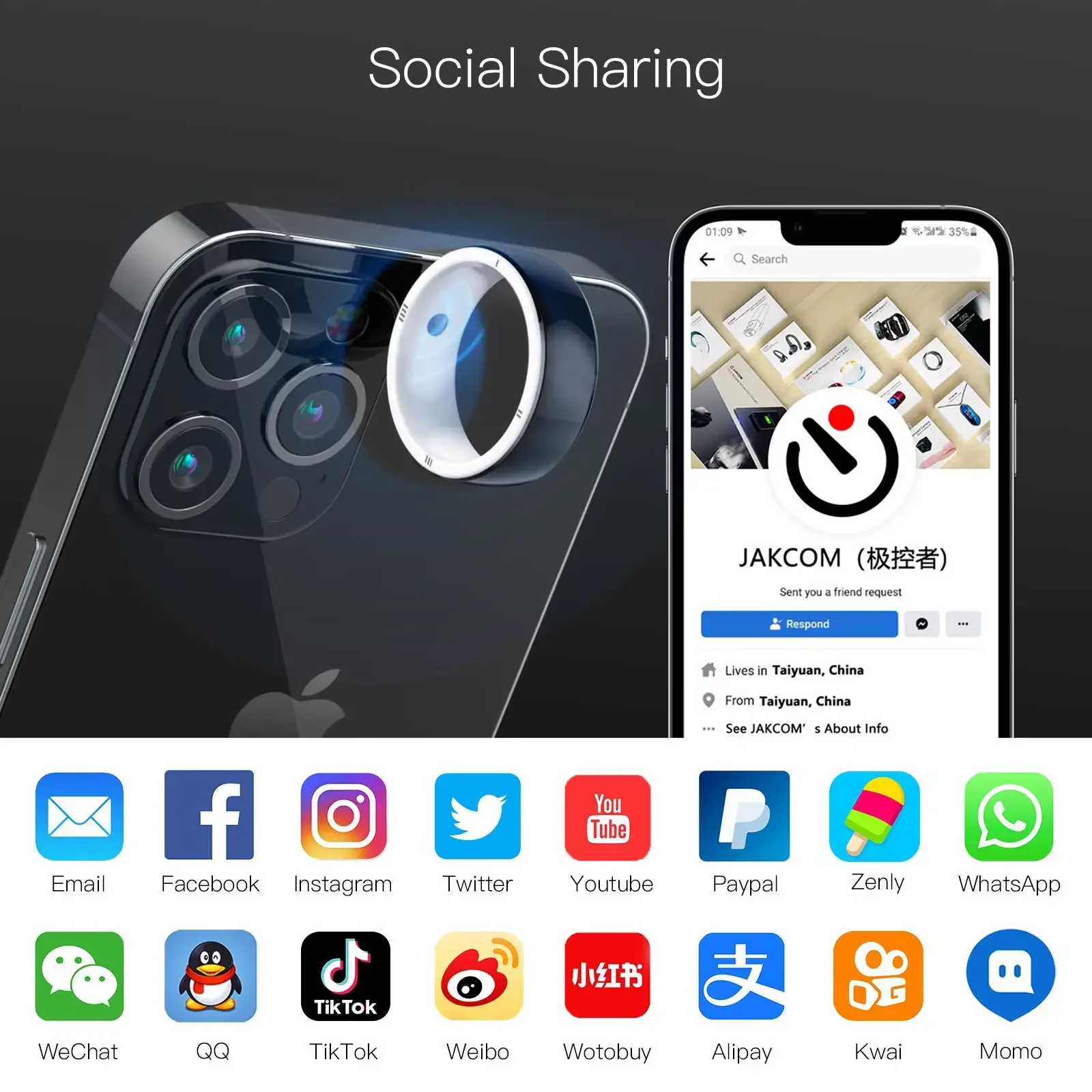 Jakcom-Dispositivo inteligente - Smart Ring Nfc Pay reseña y precio